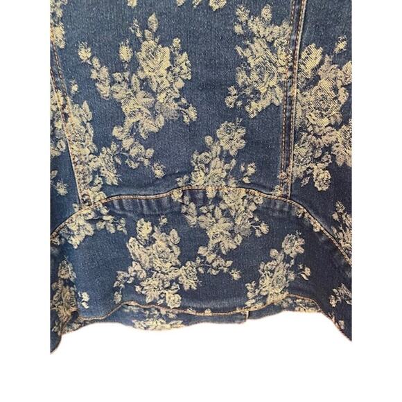 Women with Control by Renee Greenstein Floral Jacquard Denim Jacket Size XS - Picture 8 of 8